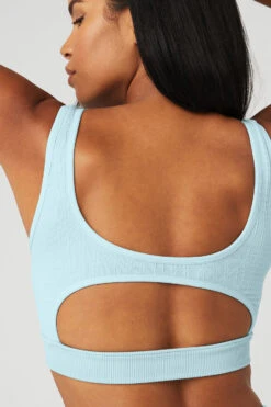 Seamless Cable Knit Bra - Chalk Blue -Attire Mew Sales W9560R 03808 b1 s1 a4 1 m18