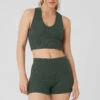 Goddess Ribbed Cropped Racerback Tank - Dark Cactus