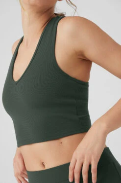 Goddess Ribbed Cropped Racerback Tank - Dark Cactus 12 Goddess Ribbed Cropped Racerback Tank - Dark Cactus -Attire Mew Sales W9565R 04059 b1 s1 a4 1 m89