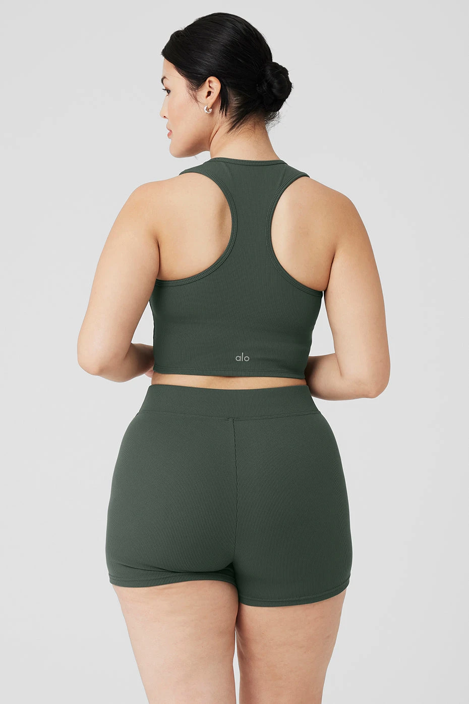 Goddess Ribbed Cropped Racerback Tank - Dark Cactus 6 Goddess Ribbed Cropped Racerback Tank - Dark Cactus - Image 6