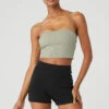 Goddess Ribbed Bandeau Top - Limestone