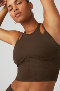 Ribbed Airlift Enchanted Bra Tank - Espresso -Attire Mew Sales W9579R 04064 b1 s1 a4 1 m18