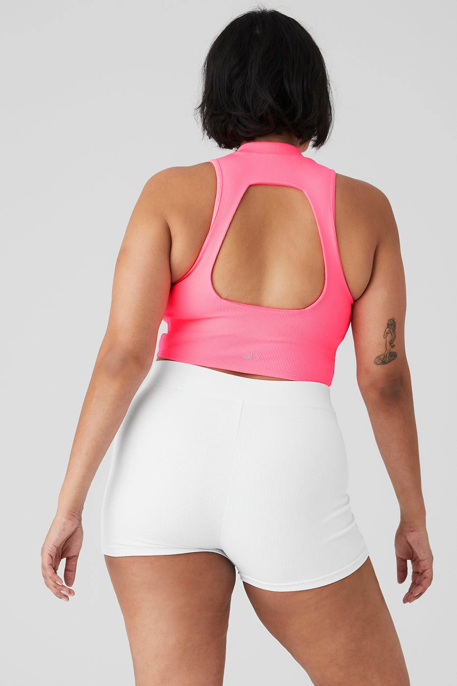 Goddess Rib Cropped Dynamite Tank - Fluorescent Pink Coral 7 Goddess Rib Cropped Dynamite Tank - Fluorescent Pink Coral - Image 7