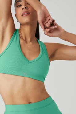 Airlift Ribbed Jump Start V-Neck Bra - Lettuce -Attire Mew Sales W9601R 04678 b1 s1 a4 1 m141