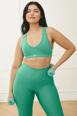 Airlift Ribbed Jump Start V-Neck Bra - Lettuce -Attire Mew Sales W9601R 04678 b2 s1 a1 m29