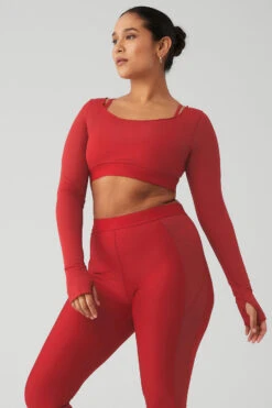 Airlift Long Sleeve Ballet Dream Bra - Classic Red -Attire Mew Sales W9605R 04680 b1 s4 a3 1 m127