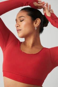 Airlift Long Sleeve Ballet Dream Bra - Classic Red -Attire Mew Sales W9605R 04680 b1 s4 a5 1 m127