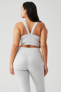 Alosoft Ribbed Shimmer Chic Bra Tank - Light Grey Iridescent -Attire Mew Sales W9611R 04963 b1 s4 a2 1 m135