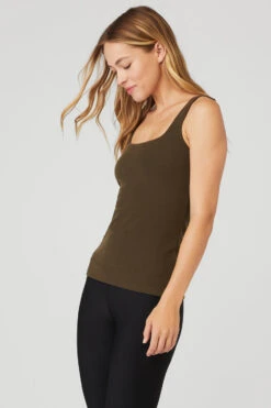 Ribbed Minimalist Tank - Espresso -Attire Mew Sales W9635R 04064 b1 s1 a1 1 m89